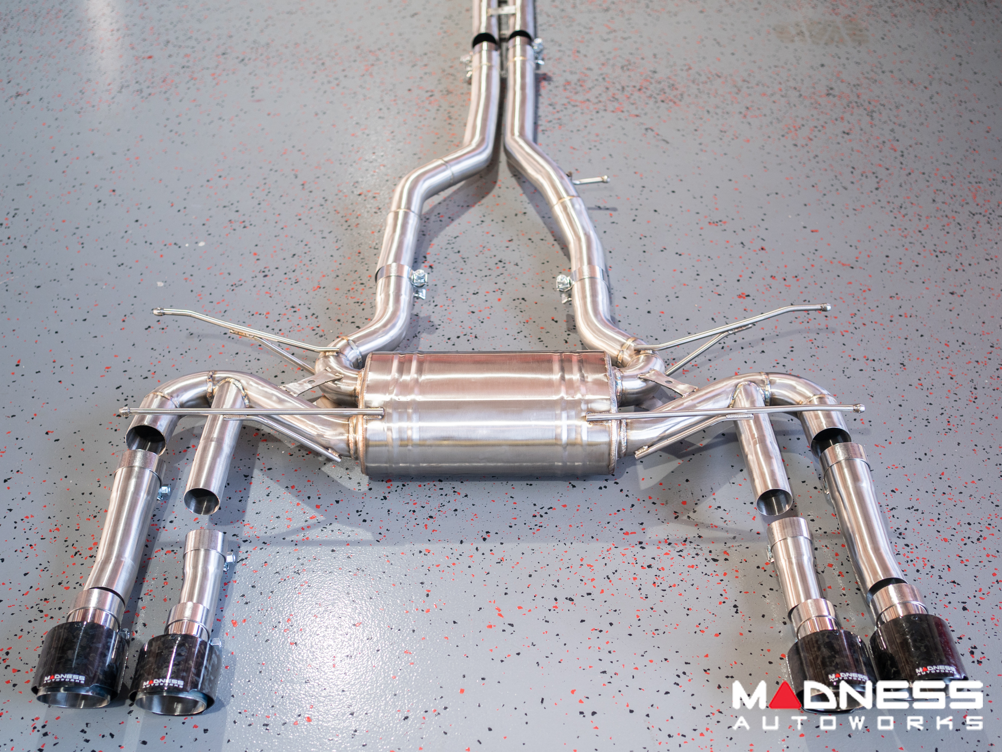 Jaguar F-TYPE Performance Exhaust System - MADNESS - 3.0L V6 - Dual Side Exit - Forged Carbon Fiber Exhaust Tips